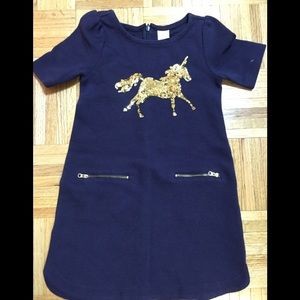 Girls Navy Gymboree unicorn dress - Size 6
